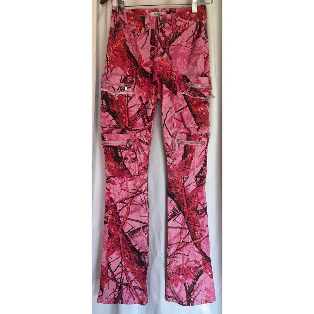 ALEXIIA Pink Camo Cargo Pants Women’s Small Tall 33” Y2K Utility Realtree